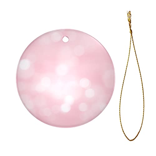 Christmas Ornaments Bulk Pseudo Glitter Effect Romantic Pink Cherry Blossom Bulk Christmas Ornaments Circle Bauble Hanging Ornament Two-Sided Painted For Holiday Family & Friends Gift