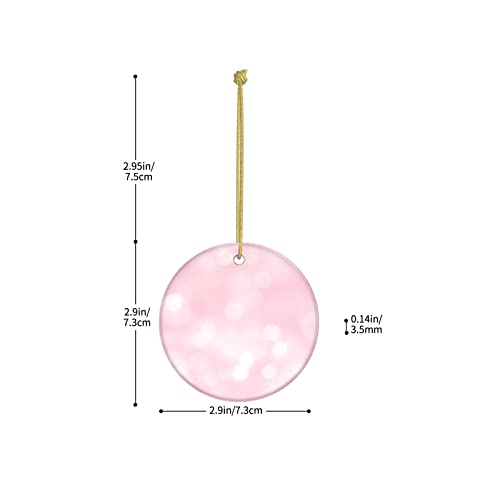 Christmas Ornaments Bulk Pseudo Glitter Effect Romantic Pink Cherry Blossom Bulk Christmas Ornaments Circle Bauble Hanging Ornament Two-Sided Painted For Holiday Family & Friends Gift