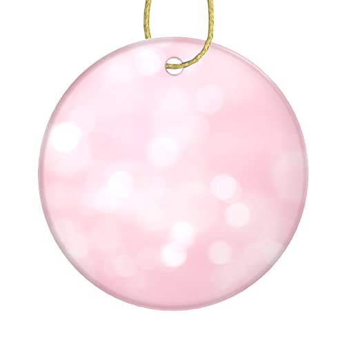 Christmas Ornaments Bulk Pseudo Glitter Effect Romantic Pink Cherry Blossom Bulk Christmas Ornaments Circle Bauble Hanging Ornament Two-Sided Painted For Holiday Family & Friends Gift