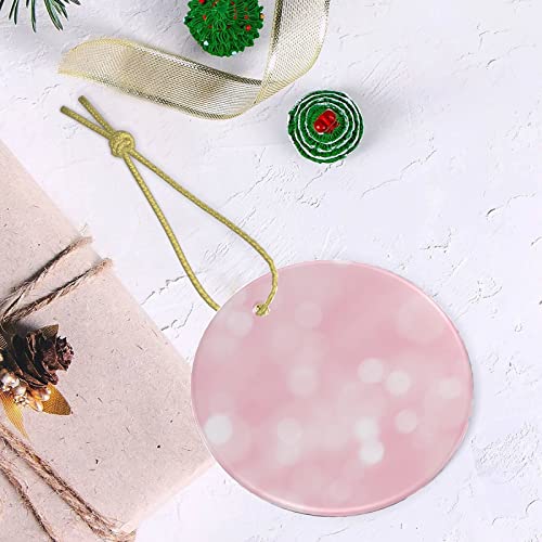 Christmas Ornaments Bulk Pseudo Glitter Effect Romantic Pink Cherry Blossom Bulk Christmas Ornaments Circle Bauble Hanging Ornament Two-Sided Painted For Holiday Family & Friends Gift