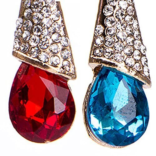 Chtom Pendientes de gota de lágrimas bohemios for mujer Cubic circonia Cristal Diamante Largo Colgante Pendientes Pendientes Division Dama Pendiente Joyería Accesorios Amor Regalo Rojo Cómodo y prácti