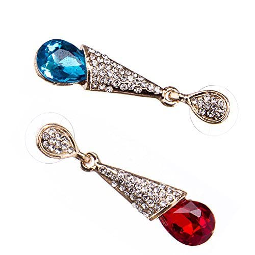 Chtom Pendientes de gota de lágrimas bohemios for mujer Cubic circonia Cristal Diamante Largo Colgante Pendientes Pendientes Division Dama Pendiente Joyería Accesorios Amor Regalo Rojo Cómodo y prácti