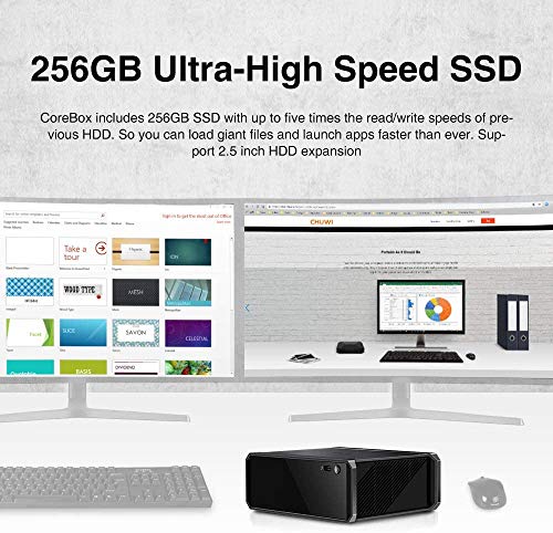 CHUWI CWI526, CoreBox Mini PC Intel Core i5-5257U Mini Desktop 8 GB DDR3, 256 GB SSD (2 TB 2,5 Pulgadas HDD), WiFi Dual Band 2,4 GHz/5 GHz, Gigabit Ethernet, Decodificación 4 K, Bluetooth, Windows 10