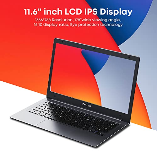CHUWI HeroBook Air Ordenador Portátil Ultrabook 11.6' Intel Celeron N4020 hasta 2.8 GHz, Laptop Windows 10, 4GB RAM 128GB SSD 1366*768p HD 16:10 Pantalla , Mini HD, USB 3.0, 36.48Wh, Gris