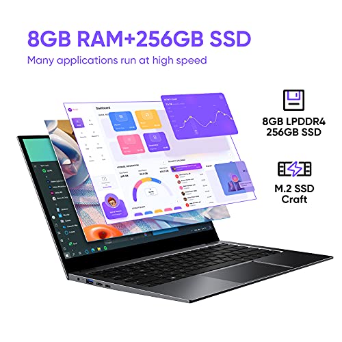 CHUWI LarkBook Ordenador Portátil 13,3 Inch FHD Touchscreen Notebook PC Windows 10, Celeron N4120 8G RAM +256G SSD Laptop Ultradelgado con Marco Estrecho,Soporte Type-C Carga Rápida PD. (8GB)