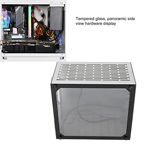 cigemay Carcasa Ordenador Mini-Torre, Chasis Sobremesa para Placa Base MStandard ITX 17x17cm, Agujero Refrigeración Carcasa Sobremesa Que Soporta 2 SSD/Fuente Alimentación SFX, Carcasa Transparente