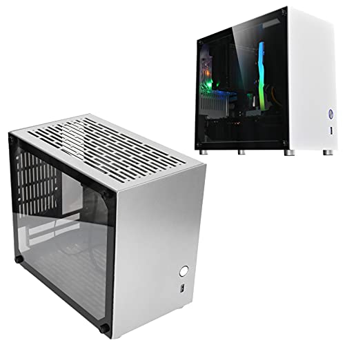 cigemay Carcasa Ordenador Mini-Torre, Chasis Sobremesa para Placa Base MStandard ITX 17x17cm, Agujero Refrigeración Carcasa Sobremesa Que Soporta 2 SSD/Fuente Alimentación SFX, Carcasa Transparente