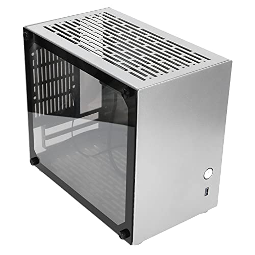 cigemay Carcasa Ordenador Mini-Torre, Chasis Sobremesa para Placa Base MStandard ITX 17x17cm, Agujero Refrigeración Carcasa Sobremesa Que Soporta 2 SSD/Fuente Alimentación SFX, Carcasa Transparente