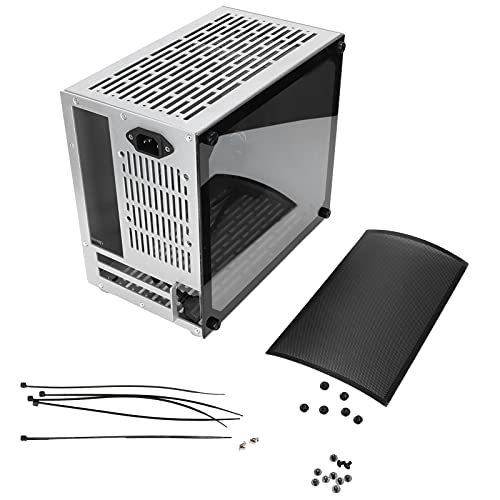cigemay Carcasa Ordenador Mini-Torre, Chasis Sobremesa para Placa Base MStandard ITX 17x17cm, Agujero Refrigeración Carcasa Sobremesa Que Soporta 2 SSD/Fuente Alimentación SFX, Carcasa Transparente