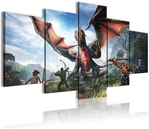 Cinco cuadros consecutivos de la pintura del arte de la pared 5 videojuego Ark Park New House regalos 150x80cm