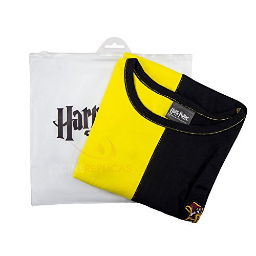Cinereplicas - Harry Potter - T-Shirt - Estilo Torneo de los Tres Magos y Quidditch - T-Shirt Cedric Diggory - Licencia Oficial - S - Amarillo y Negro