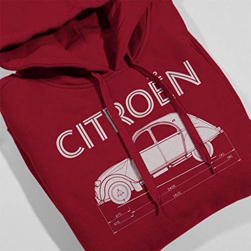 Citroën 2CV Dimensions White Diagram Men's Hooded Sweatshirt