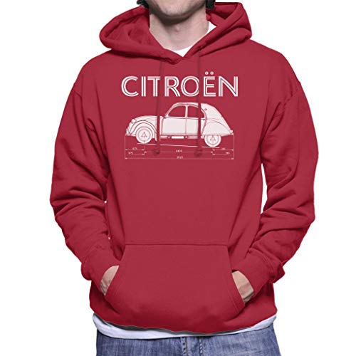 Citroën 2CV Dimensions White Diagram Men's Hooded Sweatshirt