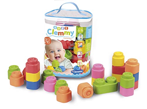Clementoni-14889 - Soft Clemmy Bolsa 24 bloques - construcciones blanditas para bebé a partir de 6 meses