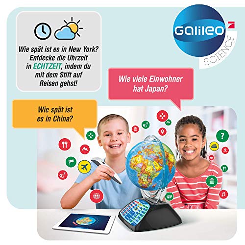 Clementoni- Galileo Science Globo terráqueo Digital Que Habla con Datos interesantes, información sobre el Clima y la ubicación, niños a Partir de 7 años, Juguete Educativo (59184)