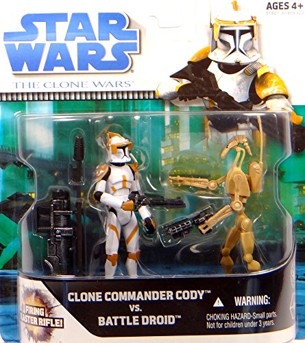 Clone Commander Cody vs. Hasbro Star Wars The Clone Wars 2008 - Juego de coleccionista de Battle Droid