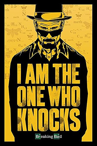 Close Up - Póster (61 x 91,5 cm, con póster sorpresa), diseño de Breaking Bad con texto "I am the one who knocks"