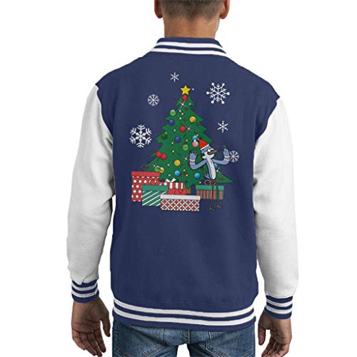 Cloud City 7 Mordecai Around The Christmas Tree Regular Show Kid's Varsity Jacket