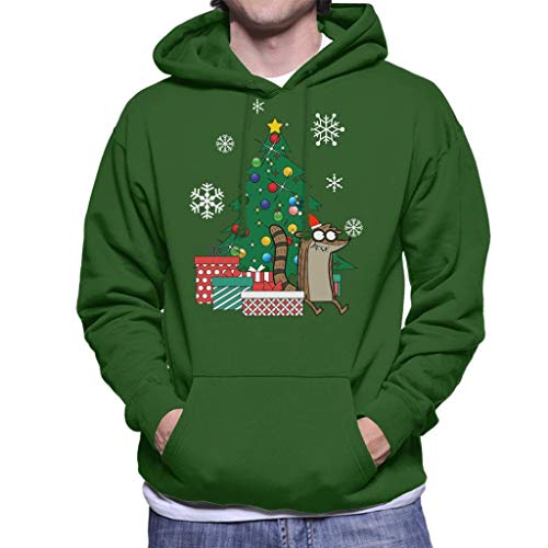 Cloud City 7 Rigby Around The Christmas Tree The Regular Show Men's Hooded Sweatshirt