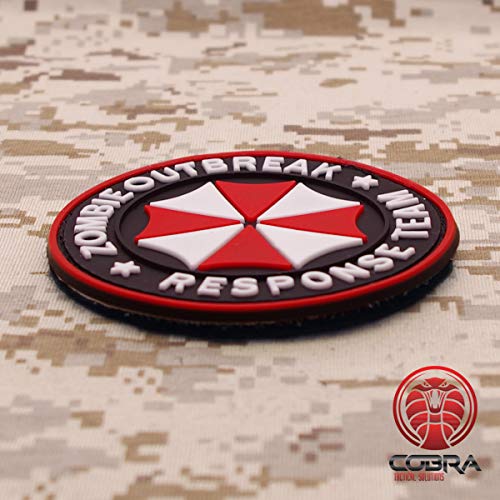 Cobra Tactical Solutions Resident Evil Zombie Outbreak Red Border PVC parche con velcro para airsoft Paintball