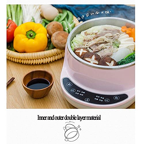 Cocina Eléctrica Inteligente De Doble Capa Tipo De División Alimentos Eléctricos, Vaporizador Eléctrico Multifunción 304 Acero Inoxidable para El Hogar, Rosa