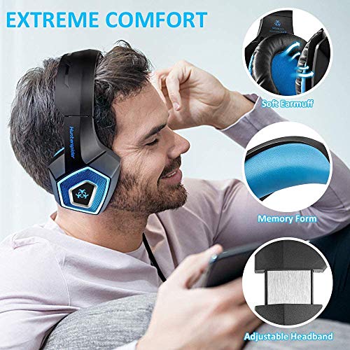 Cocoda Cascos Gaming para PS4 Xbox One, Ligero Auriculares Gaming con Luz LED & Control del Volumen & Cancelación Ruido, Diadema Ajustable Cascos con Microfono para PC Laptop Mac