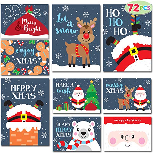 Colección de 72 tarjetas de Felicitación Navideñas con Sobres para la Temporada Navideña de Invierno, Tarjeta de Navidad