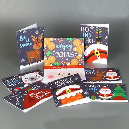 Colección de 72 tarjetas de Felicitación Navideñas con Sobres para la Temporada Navideña de Invierno, Tarjeta de Navidad