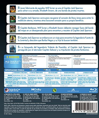 Colección Piratas del Caribe - Películas 1-5 [Blu-Ray]