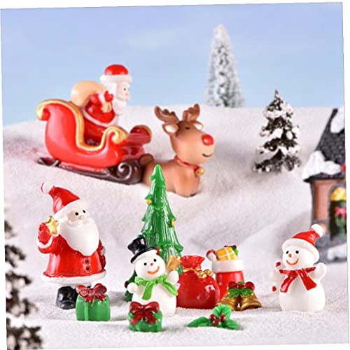 COLiJOL Navidad Navidad Regalo Navidad Ornamentos en Miniatura, Figuras de Jardín Paisaje Casa de Muñecas de Papá Noel Accesorios de Terraria de Sanda Claus para Positivos de Navidad 10Pcs (Estilo 2)/