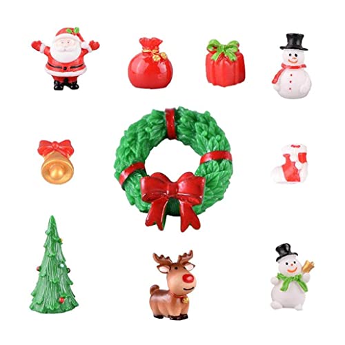 COLiJOL Navidad Navidad Regalo Navidad Ornamentos en Miniatura, Figuras de Jardín Paisaje Casa de Muñecas de Papá Noel Accesorios de Terraria de Sanda Claus para Positivos de Navidad 10Pcs (Estilo 2)/