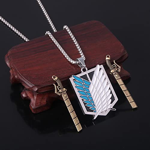 Collar Anime Attack on Titan Collar Shingeki No Kyojin Wings of Freedom Encuesta Espada Punk Collar Colgante para Mujeres Hombres Joyería