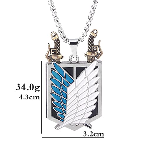 Collar Anime Attack on Titan Collar Shingeki No Kyojin Wings of Freedom Encuesta Espada Punk Collar Colgante para Mujeres Hombres Joyería