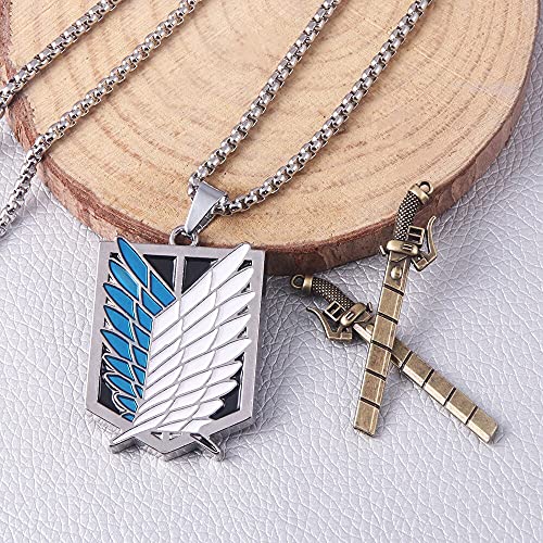 Collar Anime Attack on Titan Collar Shingeki No Kyojin Wings of Freedom Encuesta Espada Punk Collar Colgante para Mujeres Hombres Joyería