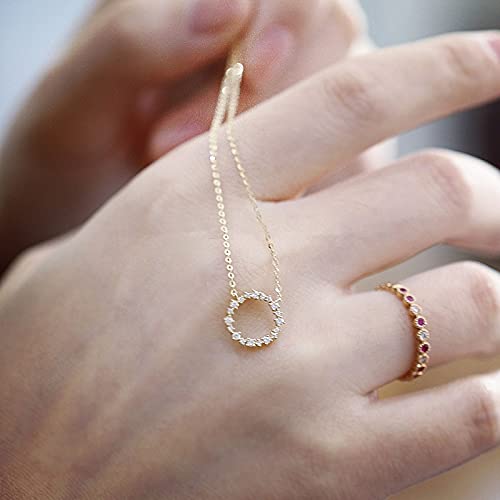 Collar Colgante Cadena Collares Hombre Mujer Necklace Jewelry Collar De Estrella Redonda De Cristal Pavé De Plata De Ley 925 Accesorios De Joyería De Fiesta De Moda para Mujer Oro45Cm