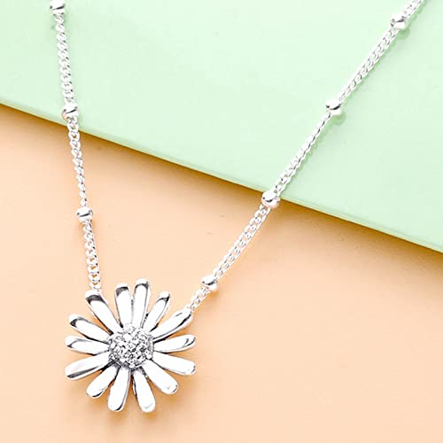 Collar Colgante Cadena Collares Hombre Mujer Necklace Jewelry Pavé Daisy Flower Collar De Cristal Collar De Plata De Ley 925 Joyería De Regalo para Mujer