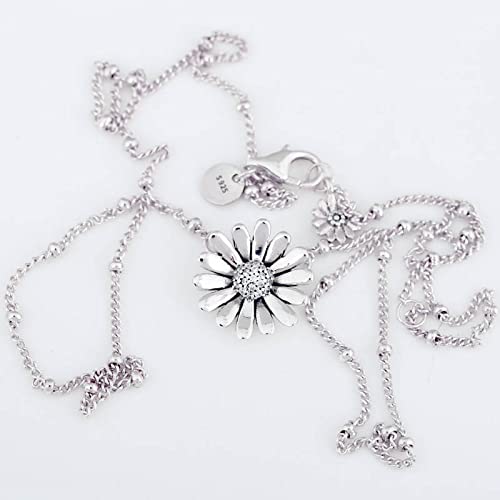 Collar Colgante Cadena Collares Hombre Mujer Necklace Jewelry Pavé Daisy Flower Collar De Cristal Collar De Plata De Ley 925 Joyería De Regalo para Mujer