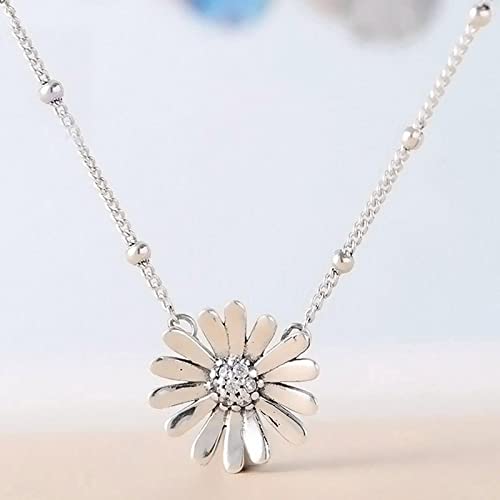 Collar Colgante Cadena Collares Hombre Mujer Necklace Jewelry Pavé Daisy Flower Collar De Cristal Collar De Plata De Ley 925 Joyería De Regalo para Mujer