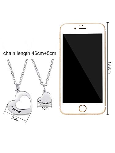 Collar con colgante de corazón para madre e hija a juego para el Día de la Madre, para cumpleaños, accesorios para uso diario, Halloween, Acción de Gracias, Navidad y Año Nuevo.