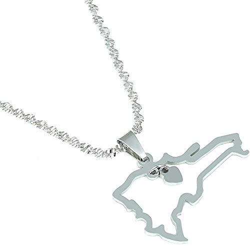 Collar con colgante de mapa de República Dominicana de acero inoxidable Mapa de moda de joyería de cadena de corazón dominicano