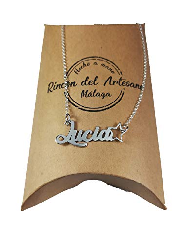 Collar con nombre personalizado aro forma Estrella en plata de ley 925/1000.-RINCONDELARTESANO.ES