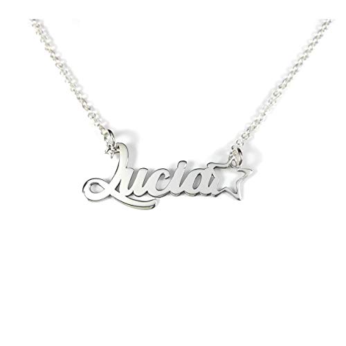 Collar con nombre personalizado aro forma Estrella en plata de ley 925/1000.-RINCONDELARTESANO.ES