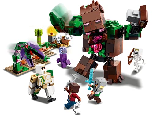 Collectix Lego Set – Minecraft Dungeons La jungla Ungeheuer 21176 + lámina de pegatinas Minecraft (26 unidades)