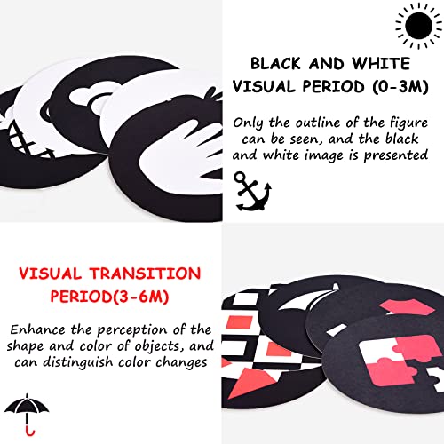Colmanda Tarjetas Flash para Bebés, 72 Piezas Tarjetas para Bebés, Tarjetas de Contraste Tarjetas Visuales Bebés Negras y Blancas Doble Cara Tarjetas, Juego Educativo para Bebés y Niños, 0-36 Meses