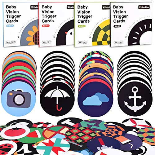 Colmanda Tarjetas Flash para Bebés, 72 Piezas Tarjetas para Bebés, Tarjetas de Contraste Tarjetas Visuales Bebés Negras y Blancas Doble Cara Tarjetas, Juego Educativo para Bebés y Niños, 0-36 Meses