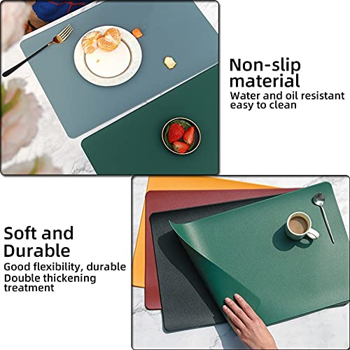 Coloque la almohadilla de vajilla MAT PU Cuero impermeable Aislamiento de calor Mateta de montura Tabla de montura suave azul lavable pliegueos accesorios (Color : Red, Size : 4 PCS)