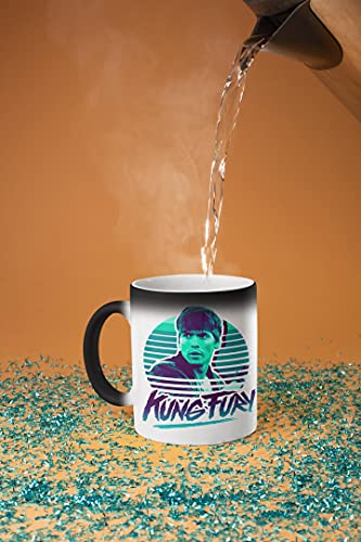 Color Changing Mug Kung Fury High Kick_TA243 Magic Heat Changing Coffee Mug - Funny Cup, for Office and Home Use Taza que cambia de color 325ml