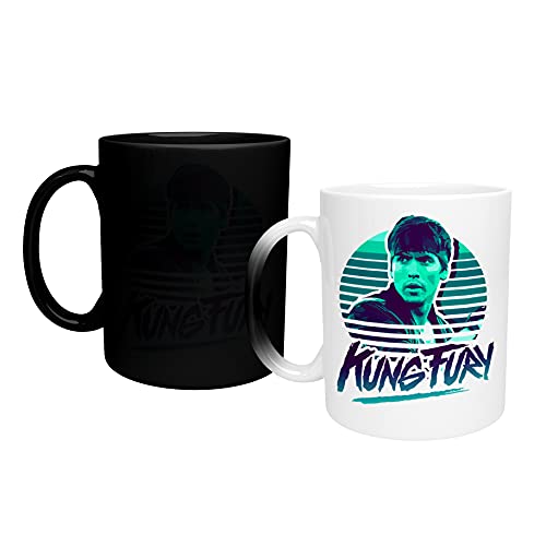 Color Changing Mug Kung Fury High Kick_TA243 Magic Heat Changing Coffee Mug - Funny Cup, for Office and Home Use Taza que cambia de color 325ml