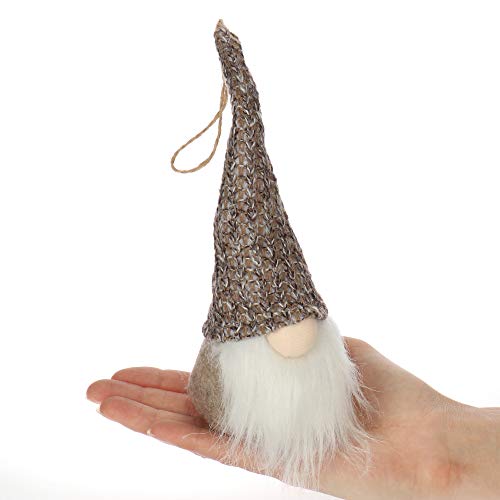 com-four® 2X LED Enano con Nariz y Barba - Enano escandinavo con Sombrero Puntiagudo - Papá Noel Sueco para Colgar [la selección varía] (2 Piezas - marrón. Blanco)