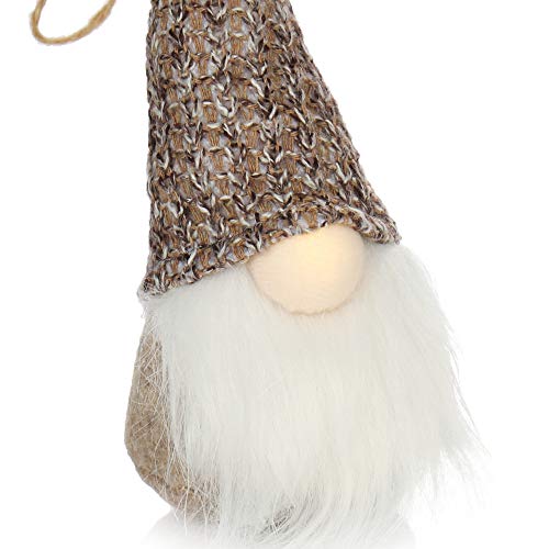 com-four® 2X LED Enano con Nariz y Barba - Enano escandinavo con Sombrero Puntiagudo - Papá Noel Sueco para Colgar [la selección varía] (2 Piezas - marrón. Blanco)